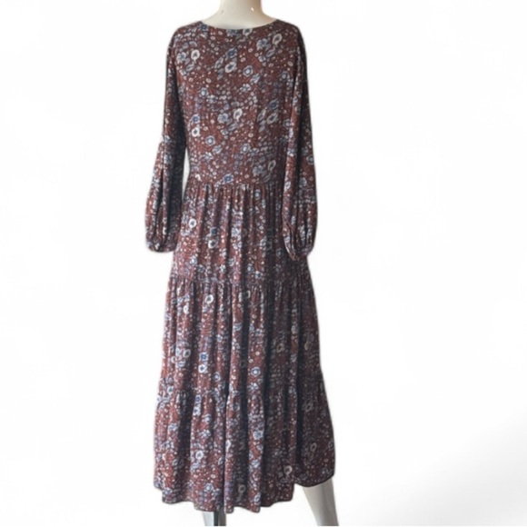 Madewell Challis Wrap Midi Woodland Floral Brown Multi Midi Dress Size XS - Picture 9 of 15